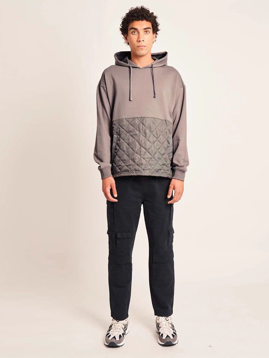 Mace Hoodie with Quilted Hem - Grey