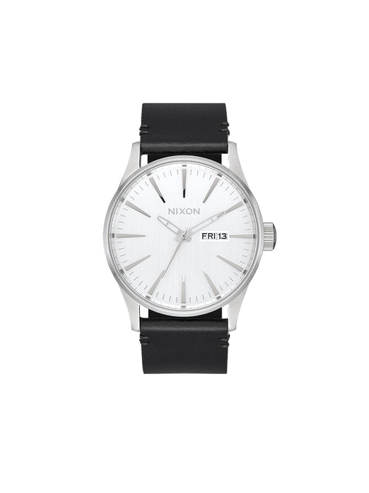 Sentry Leather Watch - All Silver & Black