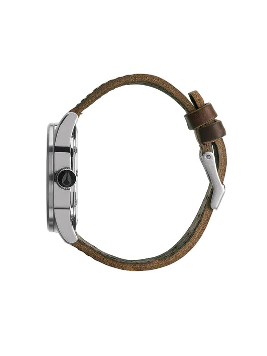 Sentry Leather Watch - Silver & Brown