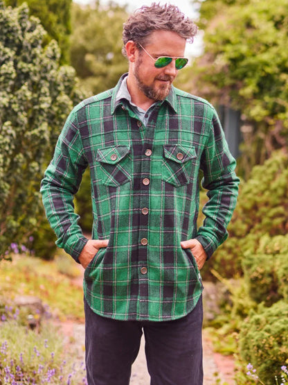 Mountain Trail Wool Shirt Jacket - Green, Black, & White