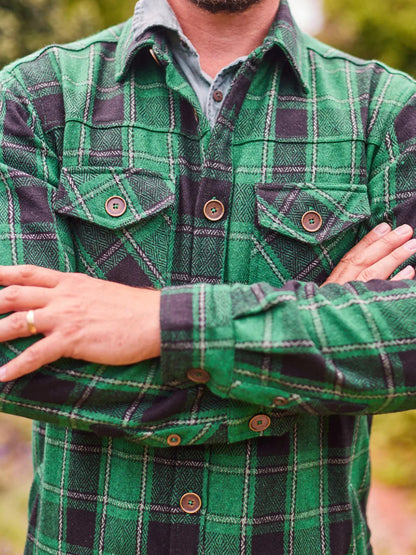 Mountain Trail Wool Shirt Jacket - Green, Black, & White