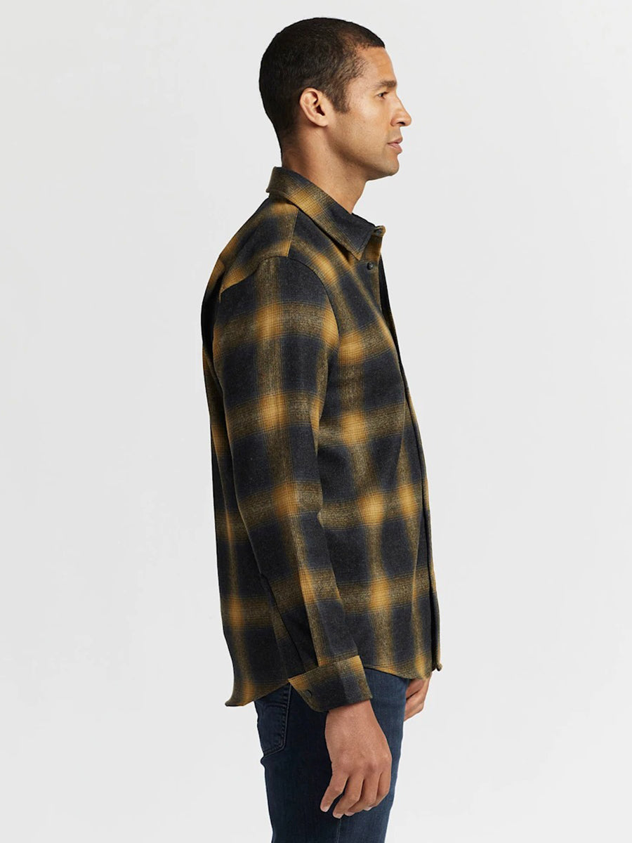 Lodge Fitted Shirt - Navy & Tan Mix Plaid