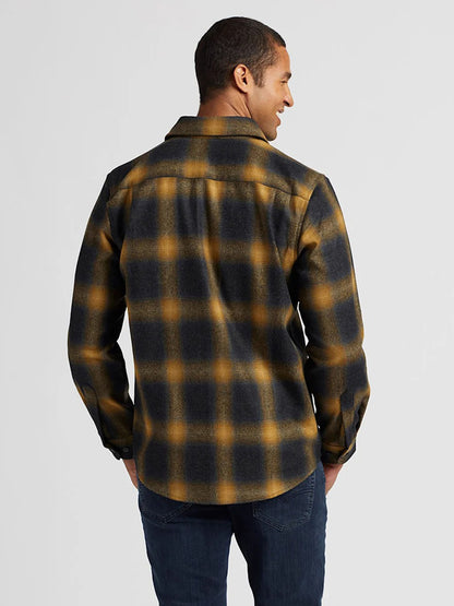 Lodge Fitted Shirt - Navy & Tan Mix Plaid