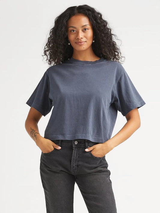 Relaxed Short Sleeve Crop - Blue Steel