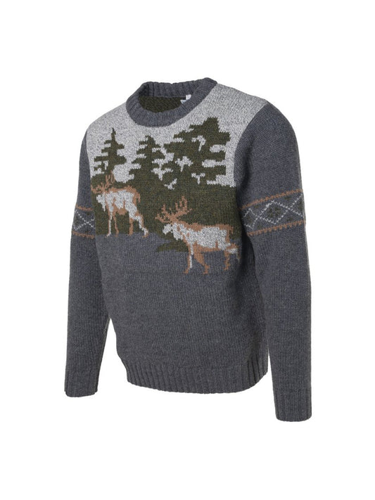 Wool Blend Moose Sweater - Charcoal