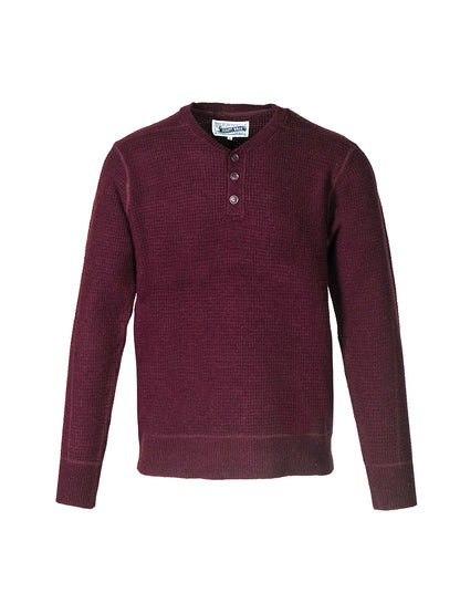 SW1611 Button Henley Sweater - Burgundy