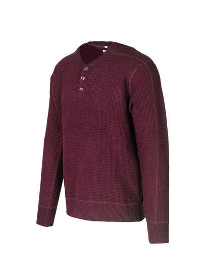 SW1611 Button Henley Sweater - Burgundy